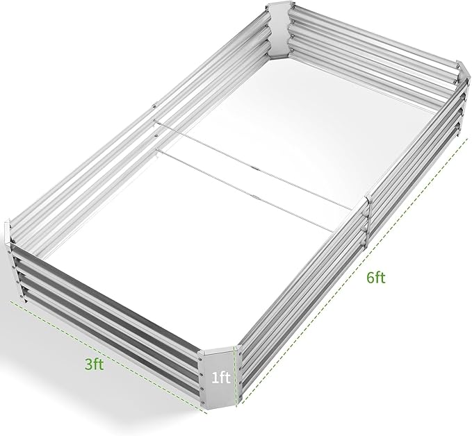 Land Guard 3 Pack 6×3×1ft Galvanized Metal Raised Garden Bed, Metal Planter Kit - Image 2