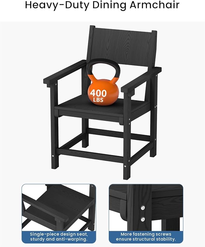 9-Piece Outdoor Dining Set, HDPE Weatherproof Patio Table and Chairs Set - Image 6