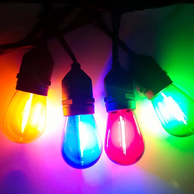 Meconard 24Pack S14 Colored LED String Light Bulbs, 1Watt Plastic Shatterproof - Image 6