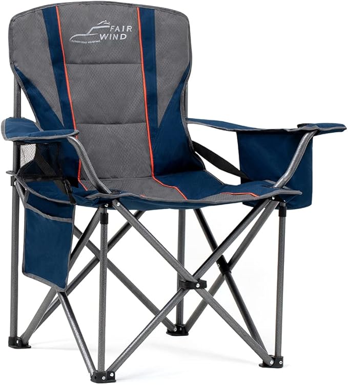 FAIR WIND Heavy Duty Camping Chair, Oversized Padded Folding Chair by FAIRWINDOutdoorEquipment