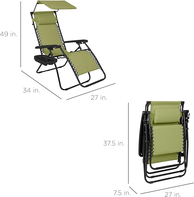 Best Choice Products Folding Zero Gravity Outdoor Recliner Patio Lounge Chair - Image 2