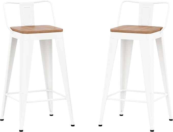 WENTMENT Metal Bar Stools Set of 2 Counter Height Barstools - Image 6