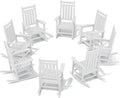 SERWALL HDPE Outdoor Rocking Chair Set of 8, Patio Rocking Chairs by SERWALL