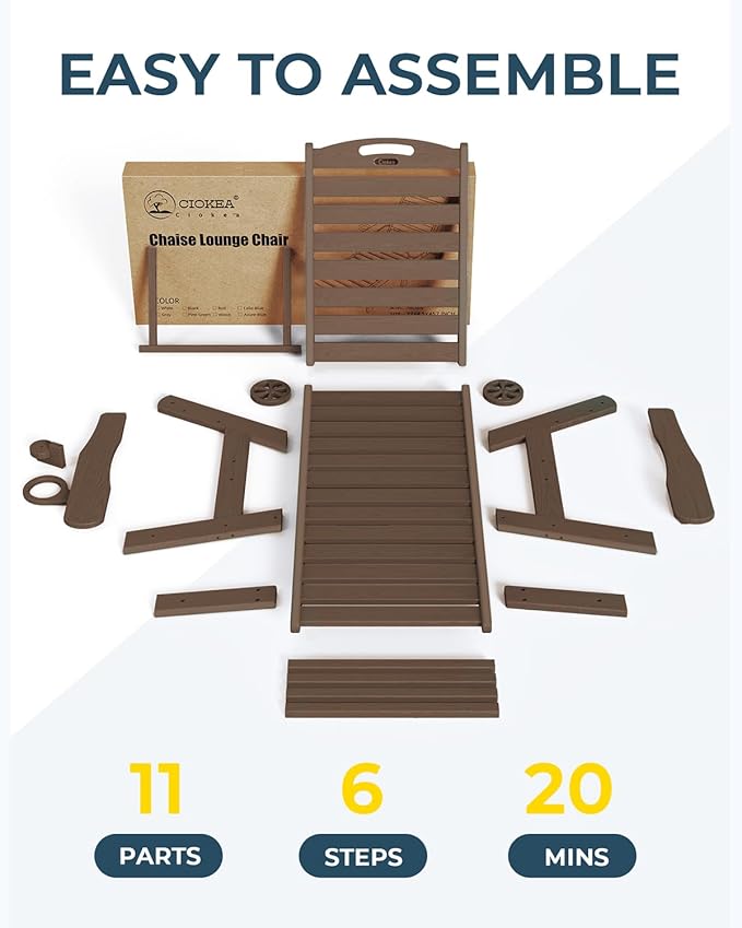 Ciokea Outdoor Lounge Chair Set of 4, All Weather Patio Chaise Lounge Chair - Image 7