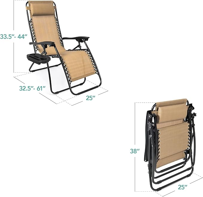 Best Choice Products Set of 2 Adjustable Steel Mesh Zero Gravity Lounge Chair - Image 3