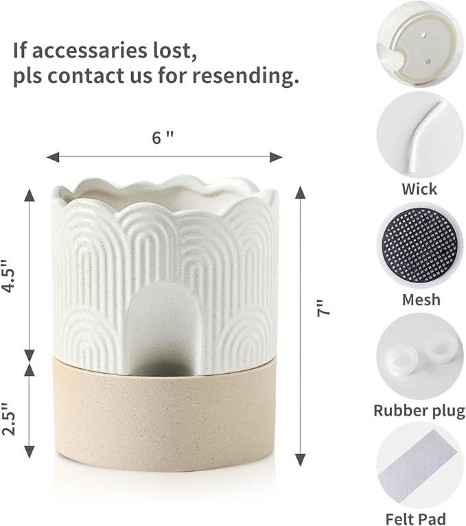 Nihow Self Watering Plant Pot: 6 Inch Ceramic Planter - Image 2