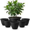 20 Inch Large Plant Pots Outdoor, 6 Pack Black Plastic Planters by RooTrimmer