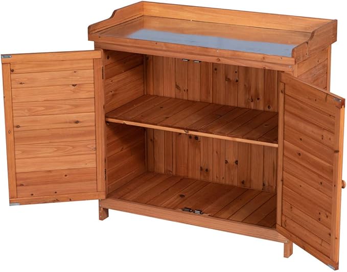 GDLF Outdoor Garden Patio Wooden Storage Cabinet Furniture Waterproof Tool Shed - Image 3
