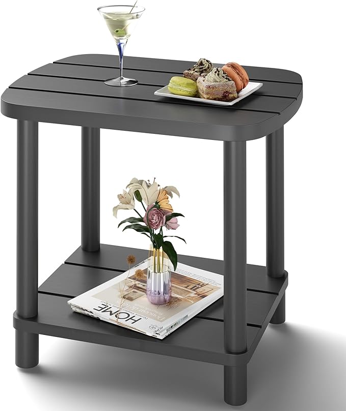 Outdoor Side Table, Adirondack Outdoor Patio Table, Bamboo Small Patio End by LEJANEOYE