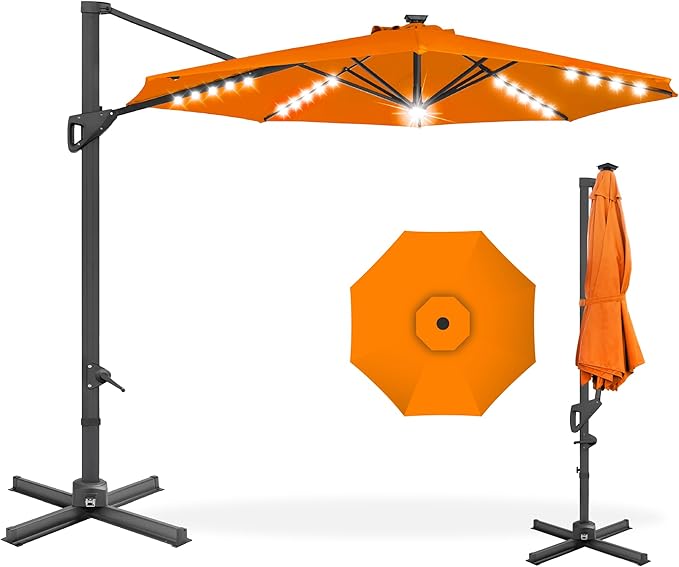 Best Choice Products 10ft Solar LED Cantilever Patio Umbrella, 360-Degree by BestChoiceProducts