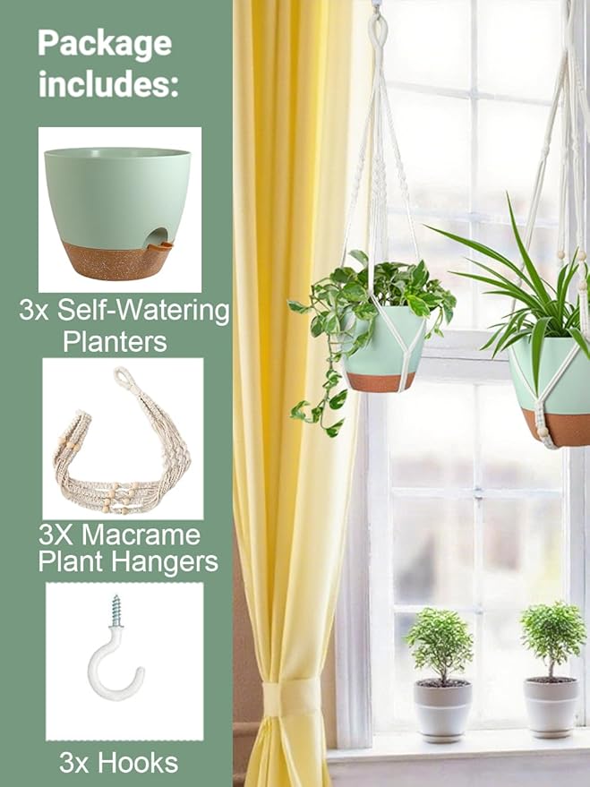 Larege Hanging Planters with Macrame Plant Hangers - Image 5