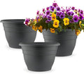 3 Pack 11 Inch Plant Pots with Drainage Hole and Plug, Durable Plastic Flower by RooTrimmer