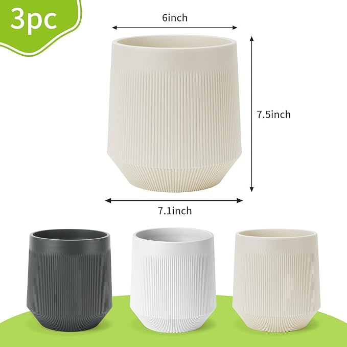 Plant Pots，Set of 3 Plastic Pots - Image 2