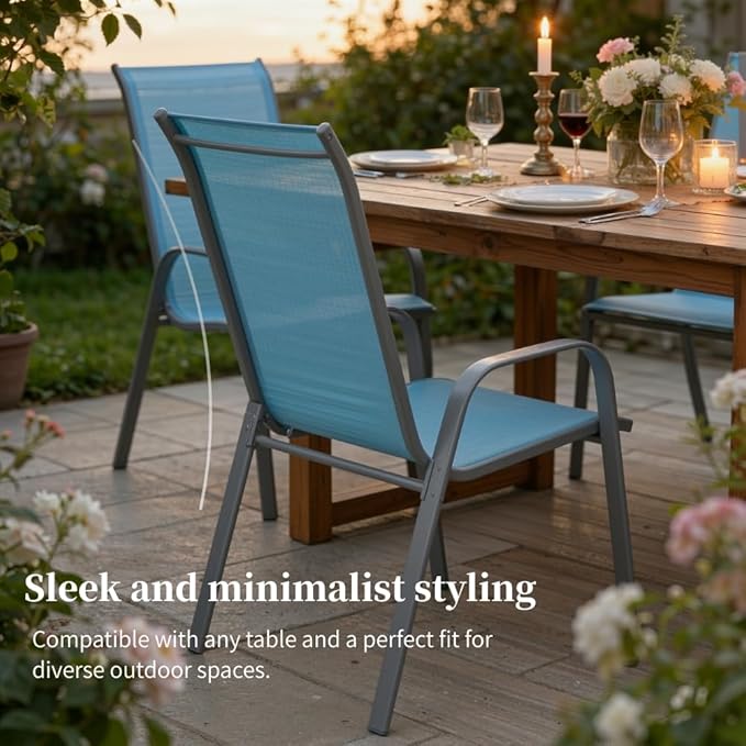 MAMIZO Patio Dining Chairs, Stackable All Weather Teslin Chair, Heavy Duty - Image 6