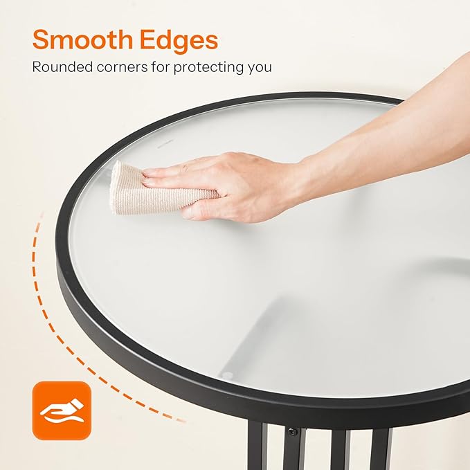 HOOBRO Bar Table, 23.6-Inch Round Pub Table, Frosted Glass Cocktail Table - Image 8