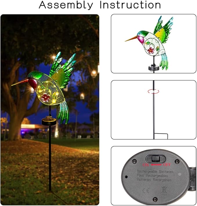 DREAMYSOUL Outdoor Solar Garden Lights, Hummingbird Solar Lights - Image 7