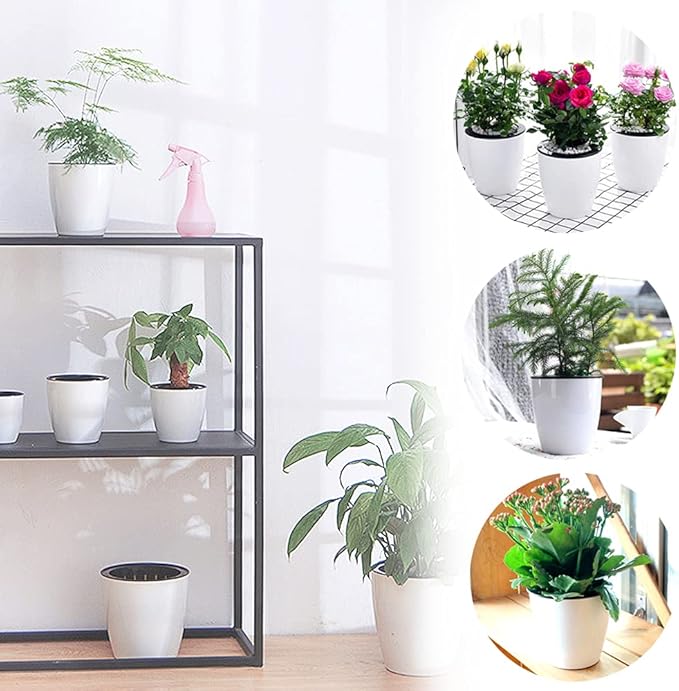 Haawooky 12 PCS Self Watering Plastic Planter, 4 Inch Plastic Flower Plant Pot - Image 5