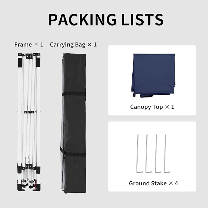 Canopy Tent, 10X10 FT Pop Up Canopy Outdoor Instant Tent Slant Legs - Image 6