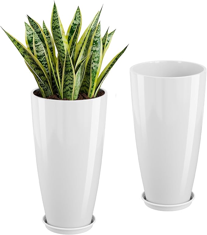 QCQHDU 21 inch Tall Planters for Outdoor & Indoor Plants by QCQHDU