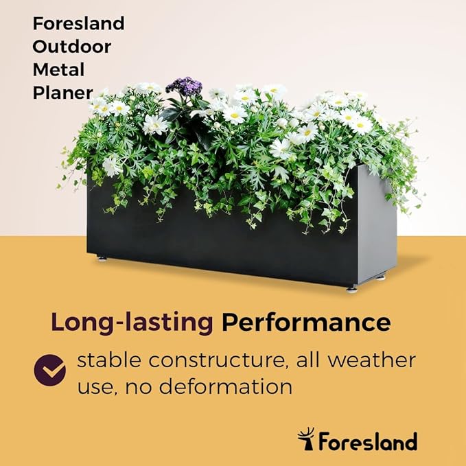 Outdoor Metal Planter Box 40Wx12Dx16H, Long Large Rectangular Trough Planters - Image 7