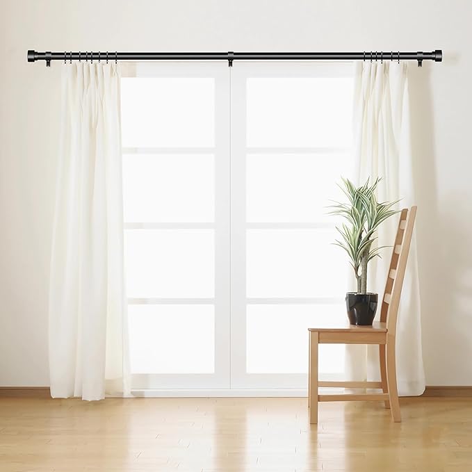 2 Pack Curtain Rods for Windows 28 to 48, 1 Inch Adjustable Black Heavy Duty - Image 3