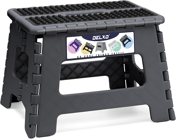 Delxo Folding Step Stool 9 Inch, Non-Slip Foldable Stools by Delxo