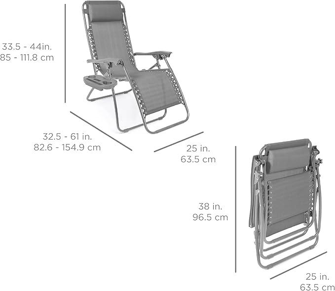 Best Choice Products Set of 2 Adjustable Steel Mesh Zero Gravity Lounge Chair - Image 2