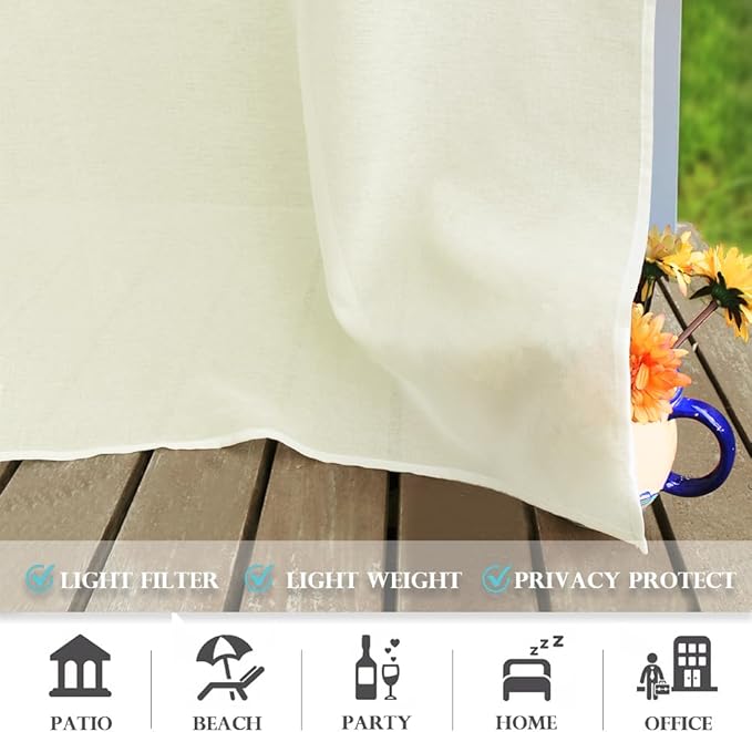 RYB HOME Sheer Curtains Outdoor - Image 2