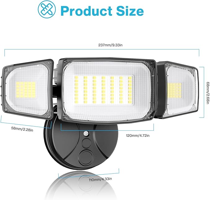 Olafus 80W Flood Lights Outdoor 2 Pack, Switch Controlled LED Security Lights - Image 8