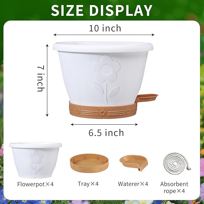 Plant Pots, Flower Pots for Indoor/Outdoor Plants, Self Watering Plastic - Image 3