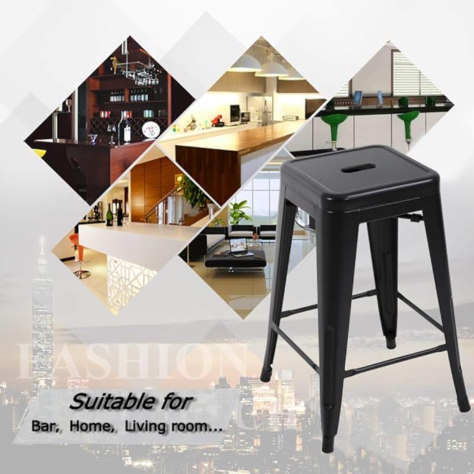 FDW Metal Bar Stools Set of 4 Counter Height Bar Stools 24 Inches Industrial - Image 8