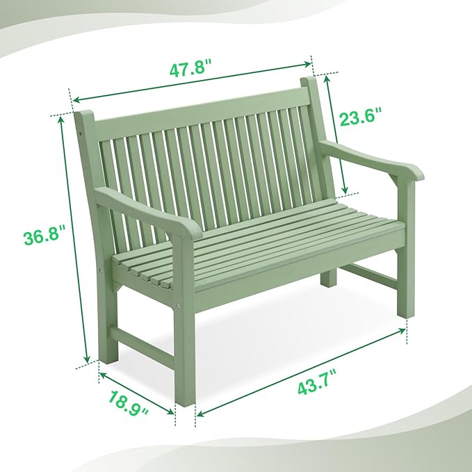 Psilvam Garden Bench, 2-Person Poly Lumber Patio Bench, All-Weather Outdoor - Image 2