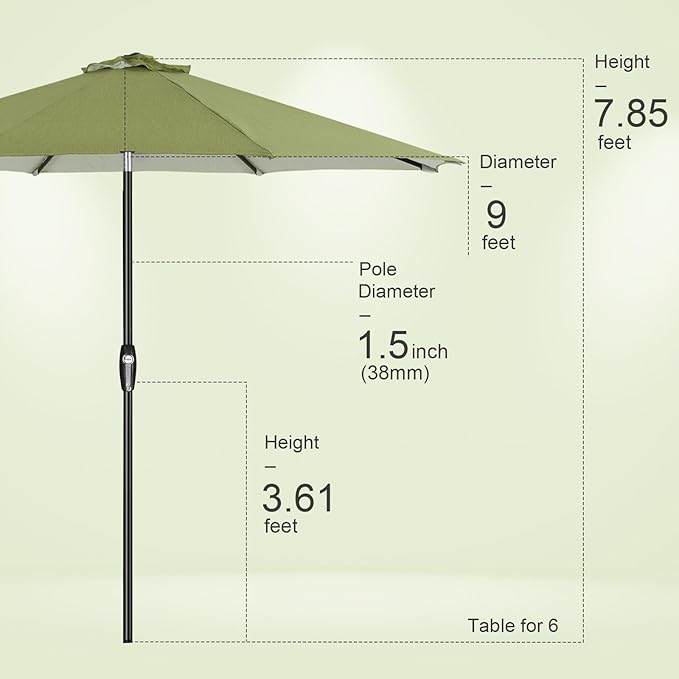 Tempera Patio Market Outdoor Table Umbrella - Image 8