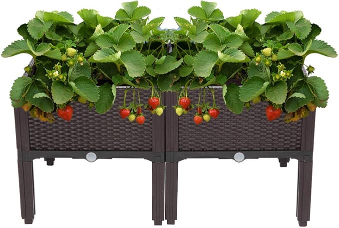 VINGLI Square Raised Garden Bed, Self-Watering Plastic Planter by VINGLI