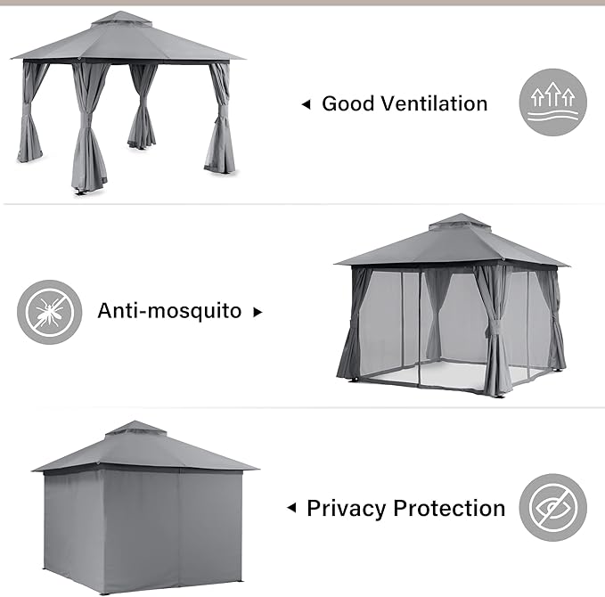 LAUSAINT HOME Semi-Permanent Outdoor Patio Gazebo 10'x10', Heavy Duty Party - Image 9