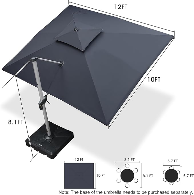 PURPLE LEAF 10' X 12' Patio Umbrella Outdoor Rectangle Umbrella Large - Image 8