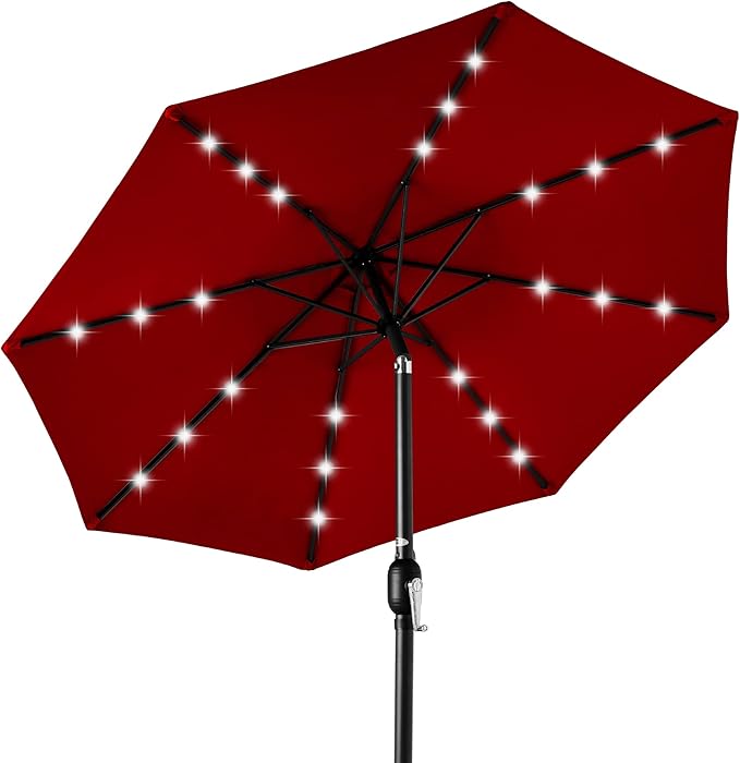 Best Choice Products 10ft Solar Polyester LED Lighted Patio Umbrella w/Tilt by BestChoiceProducts