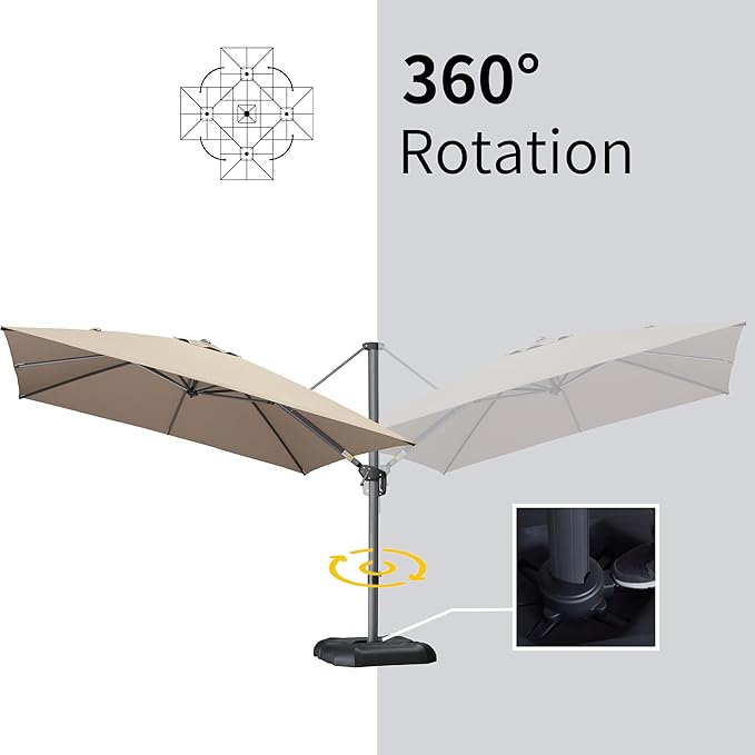 PURPLE LEAF 9' X 11.5' Square Cantilever Umbrella Patio Umbrella - Image 5