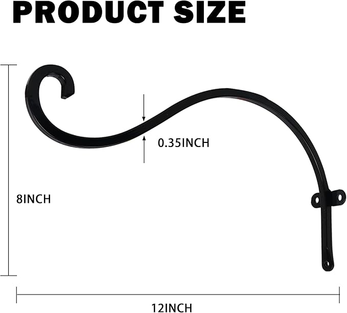 Hourleey 4 Pack Plant Hanger Outdoor, 12 Inch Heavy-Duty Hanging Plant Hook - Image 2