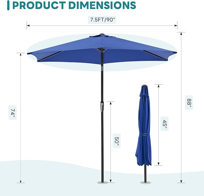 OLIXIS 7.5ft Patio Umbrella - Image 5