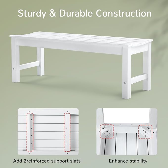 Stoog Outdoor Bench, 2-Person Patio Backless Bench, All-Weather HIPS Garden - Image 5