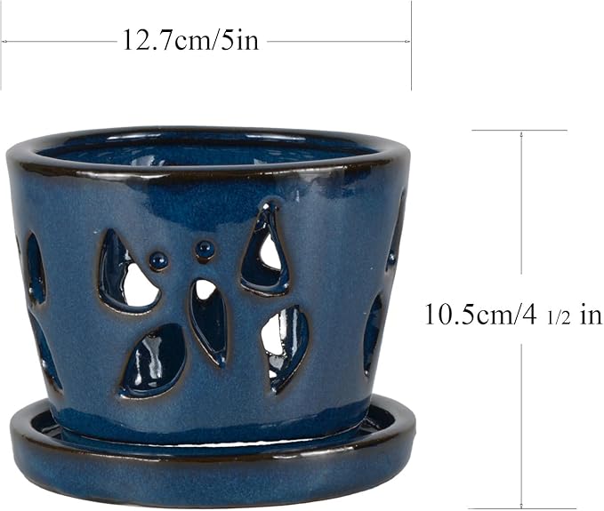 W&W Orchid Pot with Holes and Saucer - Image 6