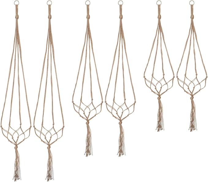 Petutu Plant Hangers Indoor Macrame Hanging Planter Holder 6 Pack, 3 Sizes by Petutu