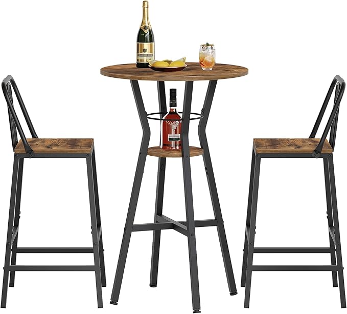 Bar Table, 2-Tier Round High Top Table, Pub Table, Home Bar Counter Height - Image 8