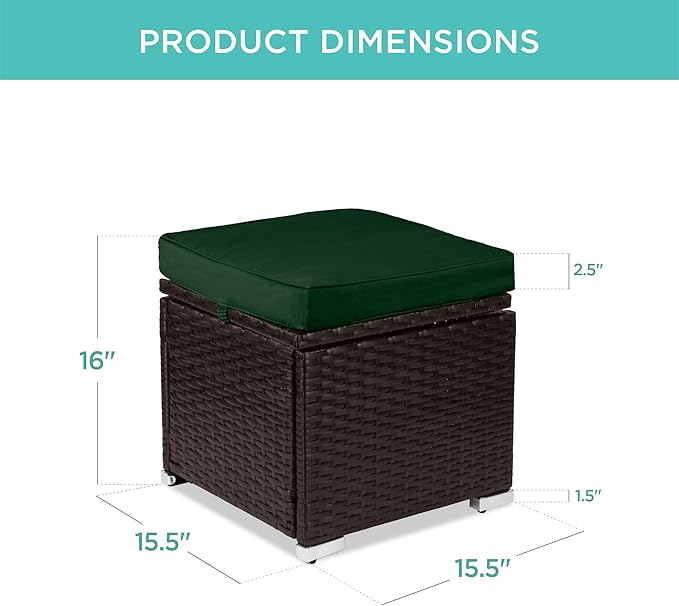 Best Choice Products Set of 2 Wicker Ottomans, Additional Seating, Side Table - Image 2
