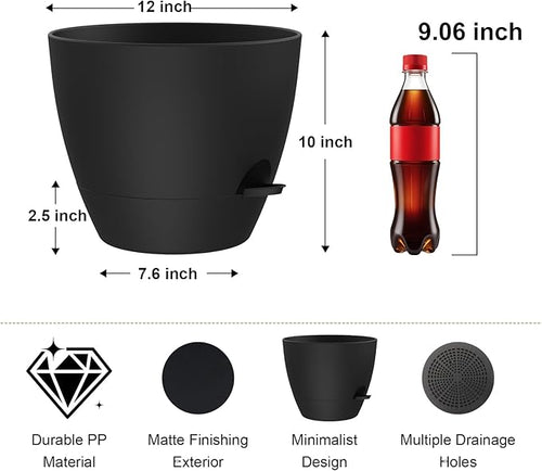 12 Inch Large Self Watering Pots, Flower Pots - Image 2
