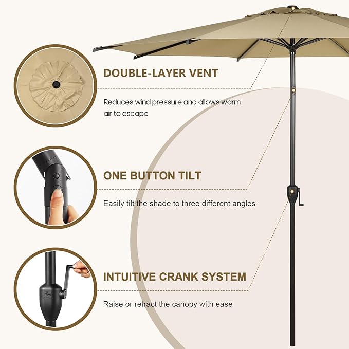 Abba Patio 9FT Lyon Outdoor Patio Umbrella Outdoor Table Umbrella - Image 4