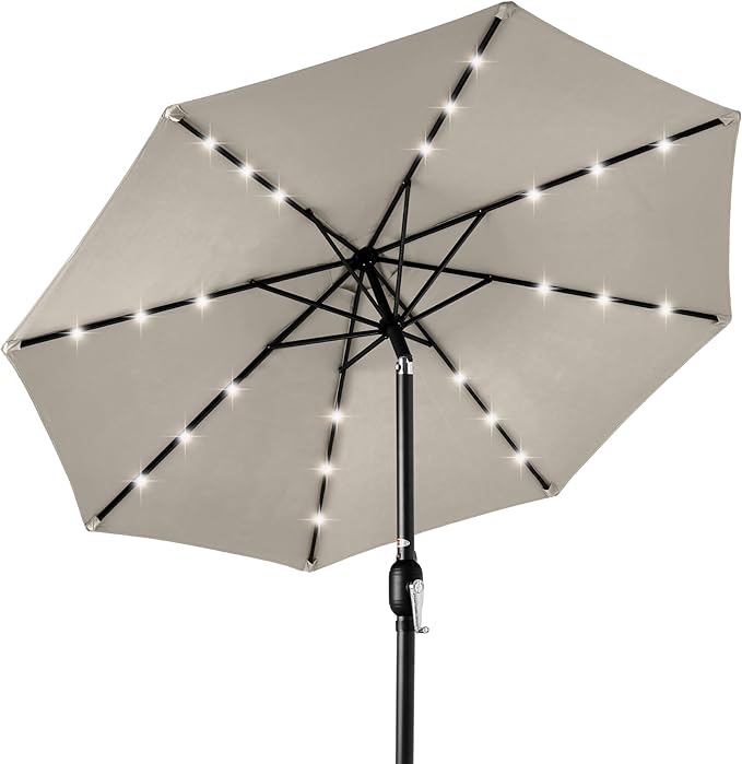 Best Choice Products 10ft Solar Polyester LED Lighted Patio Umbrella w/Tilt by BestChoiceProducts