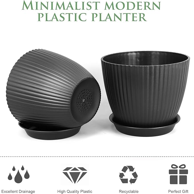 7/6.2/5.5/5/4.5/4 inch Flower Pots, 6 Pack Plant Pots - Image 4