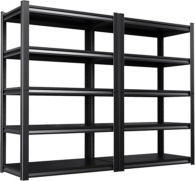 Set of 2 71"H-35"W All Metal Garage Shelving-2050LBS 5 Tier Storage Shelves by Unknown